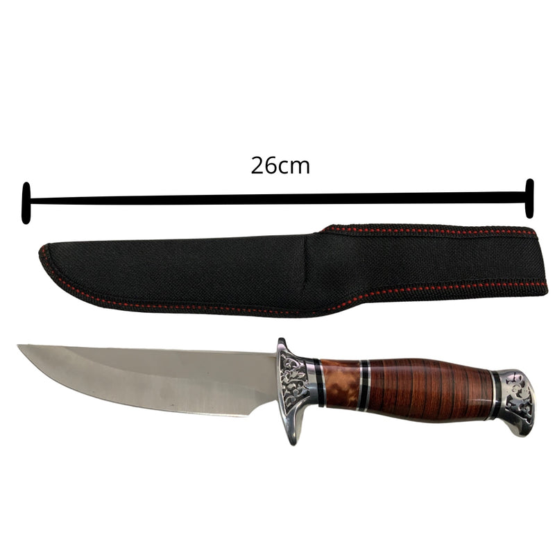 Cuchillo de caza, mango tipo madera c/Funda XD051B