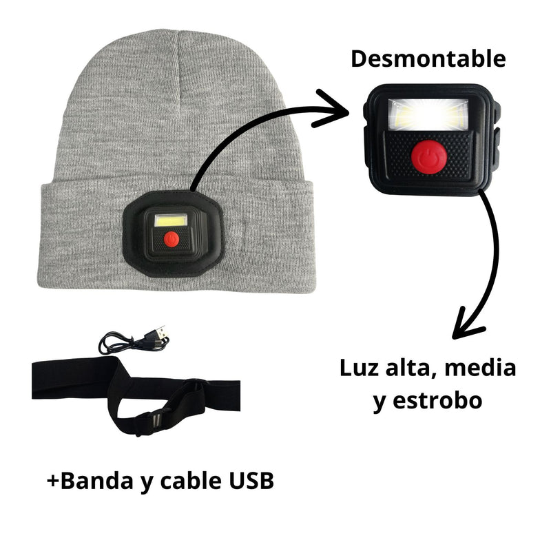 Gorro con luz led recargable LTY20