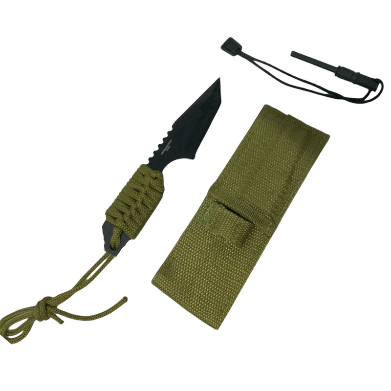 Cuchillo de supervivencia con cuerda paracord pedernal y funda A0-35