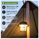 Lámpara LED Portátil Camping Recargable IPX4 4 modos 360° +Gancho CYLY15