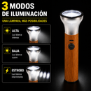 Lámpara LED Recargable 3 Modos Acabado Tipo Madera Camping  Hogar CYT2857