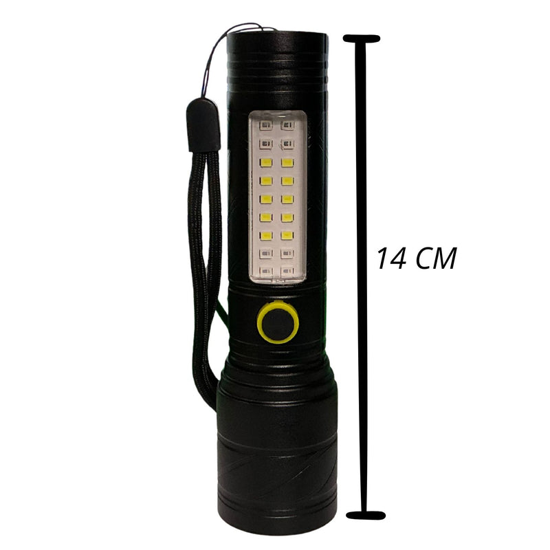 Linterna Luz Blanca Frontal 5 modos COB Lateral Efecto patrulla USB-C DT663