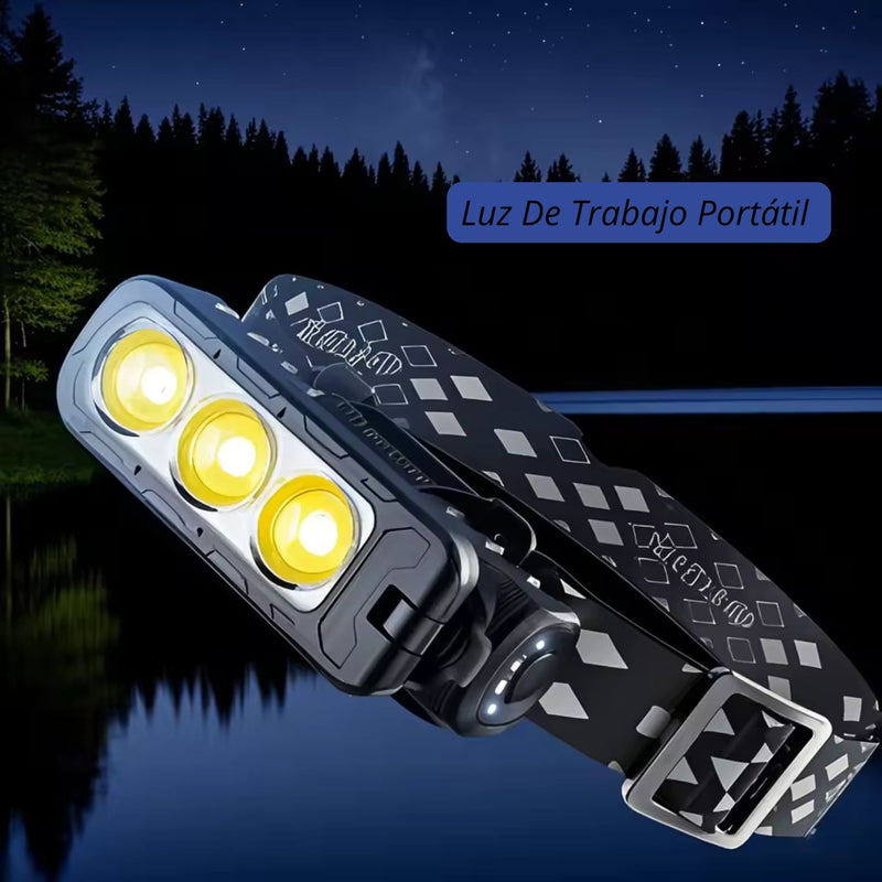 2 en 1 Linterna Cabeza - Mano Rotativa, 6 modos de luz, Imán, USB-C DT670