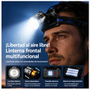 Lámpara minera COB trasero Zoom 90° Telescópico 7 modos, 3 pilas 18650, e Indicador Batería DT788