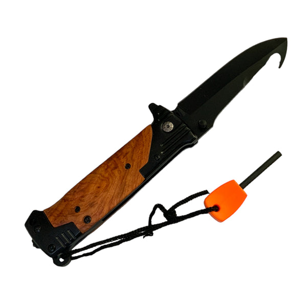 Cuchillo corta soga con pedernal manual plegable JF311