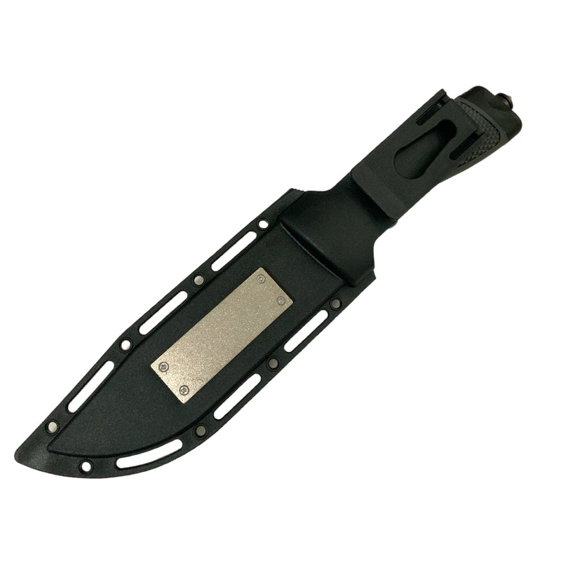 Cuchillo funda plástica con brújula, pedernal y afilador JF5138A