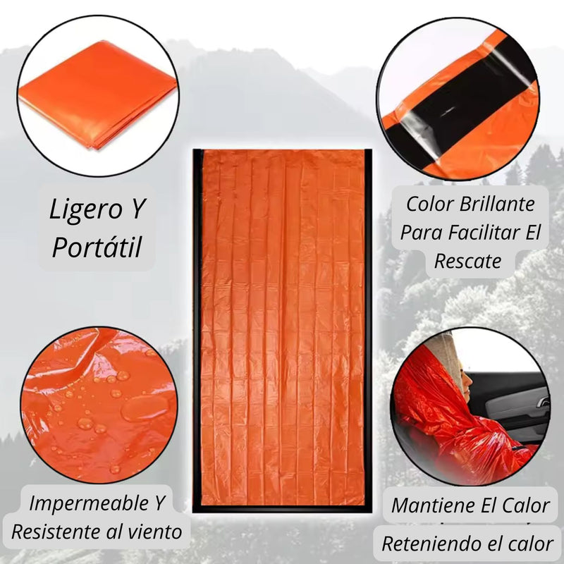 Manta Emergencia Térmica Impermeable Retiene 90% Calor Corporal JF823