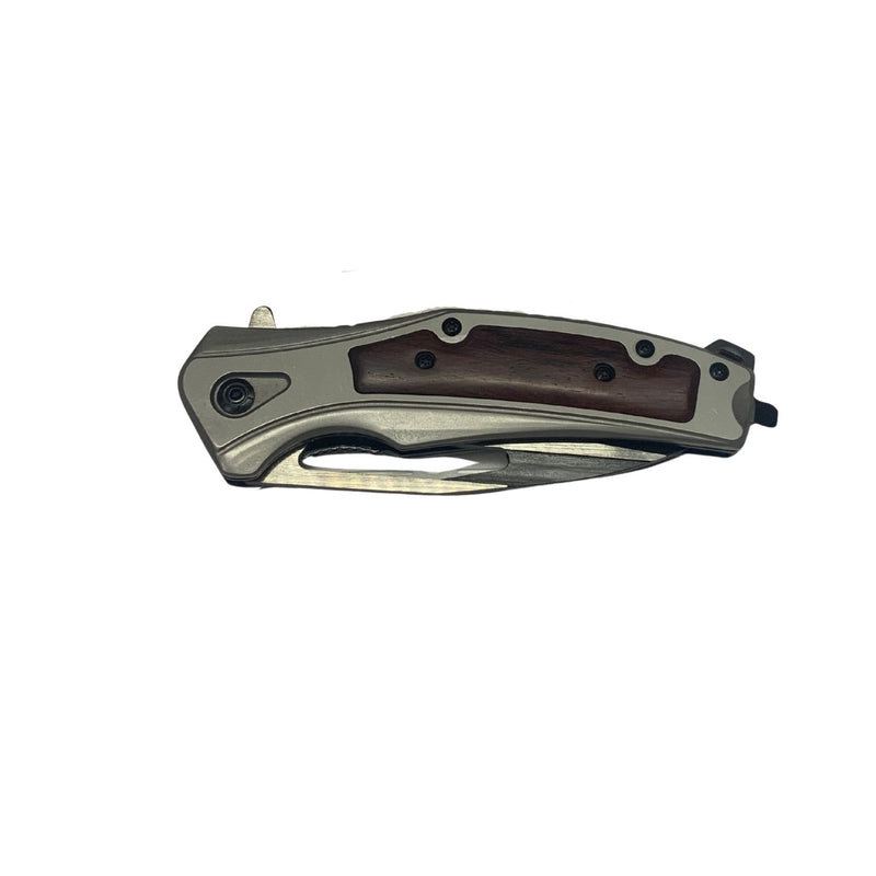 Navaja Manual con Clip y Rompe Vidrios – Mango antiderrapante JF831