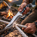 Cuchillo Táctico Curvo + Funda Hoja 18 cm Acero Inoxidable JF842