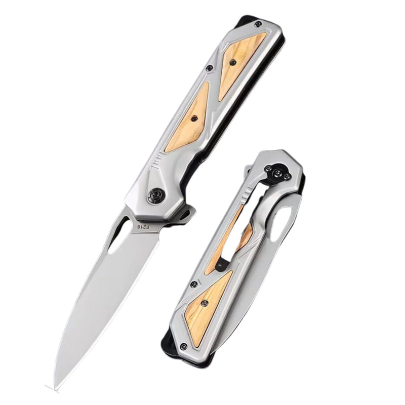 Daga EDC Premium Hoja Drop Point Mango metálico Clip Bolsillo -JF863