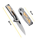 Daga EDC Premium Hoja Drop Point Mango metálico Clip Bolsillo -JF863