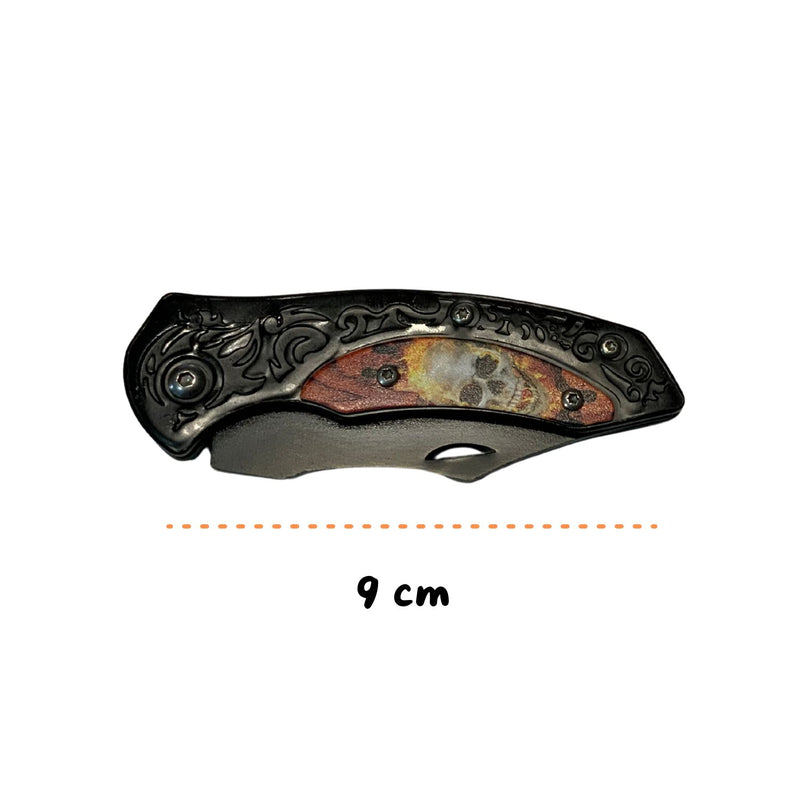 Navaja Plegable Hoja Acero Inoxidable Mango Grabado Clip de Bolsillo JF884