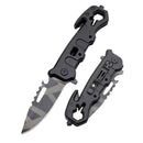 5 en 1 Navaja plegable Portatil +Rompe vidrios Corta soga Abre botellas *Clip JF886