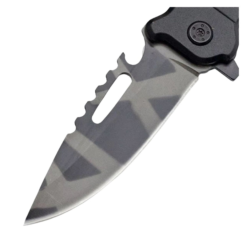 5 en 1 Navaja plegable Portatil +Rompe vidrios Corta soga Abre botellas *Clip JF886