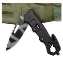 5 en 1 Navaja plegable Portatil +Rompe vidrios Corta soga Abre botellas *Clip JF886