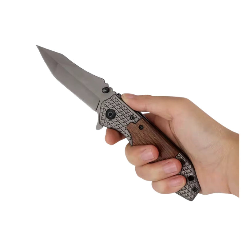 Navaja Multiusos Supervivencia Hoja Inox Mango Madera  Portátil* Resistente JF888