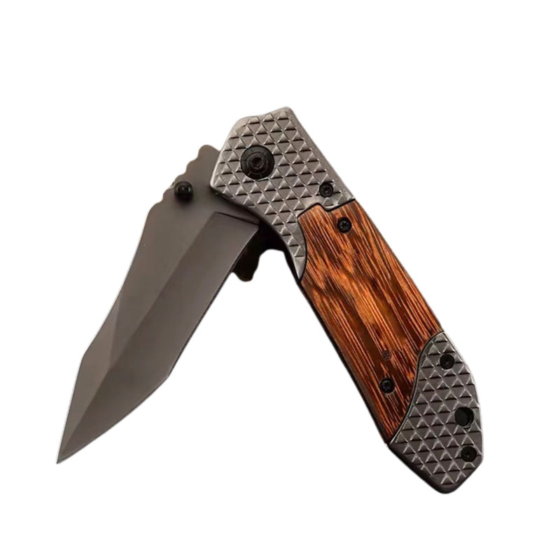 Navaja Multiusos Supervivencia Hoja Inox Mango Madera  Portátil* Resistente JF888