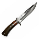 Cuchillo Bowie c/ Funda Caza Grabado Hoja Supervivencia JF896
