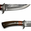 Cuchillo Bowie c/ Funda Caza Grabado Hoja Supervivencia JF896