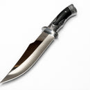 Cuchillo Caza Acero Pulido Mango Grabado Camping Bushcraft + funda JF923