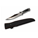 Cuchillo Caza Acero Pulido Mango Grabado Camping Bushcraft + funda JF923