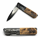 Navaja Grabado Toro Mango Decorativo Oso Plegable Cazador JF981