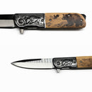 Navaja Grabado Toro Mango Decorativo Oso Plegable Cazador JF981