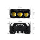 Faro LED Auxiliar Triple Tipo Proyector 12V-24V Impermeable MTC096