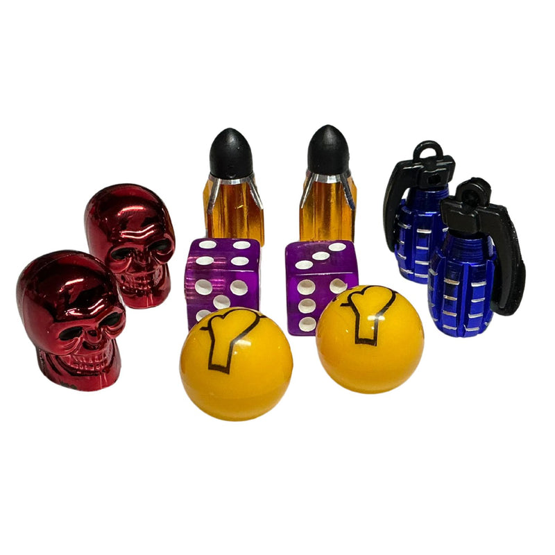 Planilla c/25 Pares surtidos Tapones Decorativos para Válvulas MOTOCICLETA Coche Bicicleta MTC122