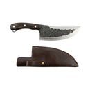 Cuchillo Campamento “Black Forge” Funda Cuero Corte Potente JF928