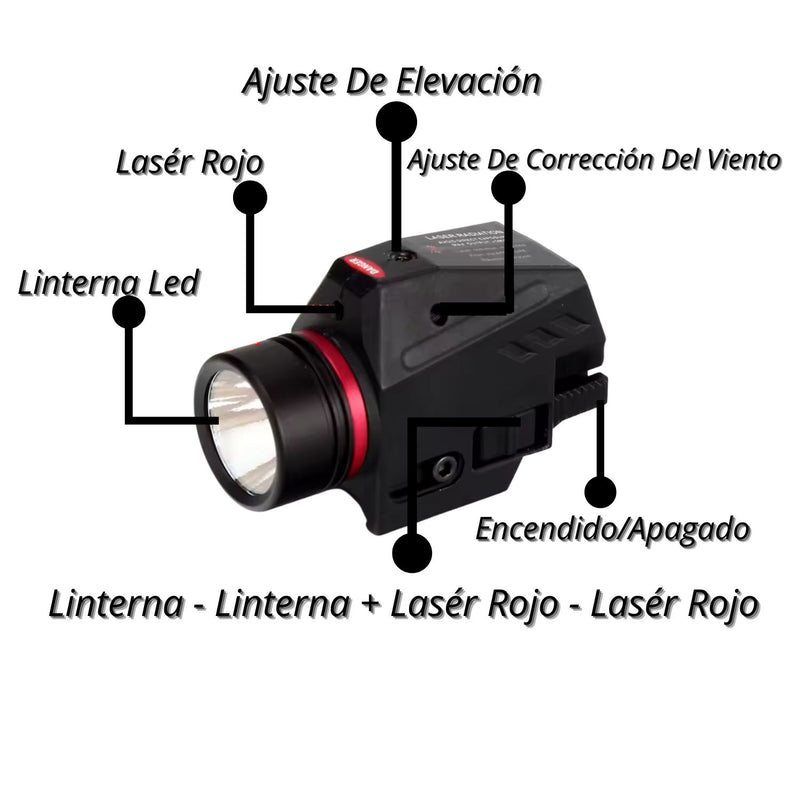 Linterna Led Táctica Con Mira Láser Para Arma MTX12