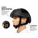 Casco Táctico FAST c/ Barbiquejo Oreja Recortada Rieles + Almohadillas Interiores PJ549