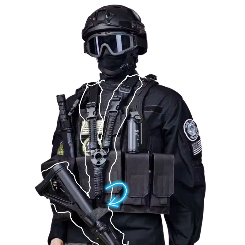 Portafusil Reforzado Diseño ParaCord Anclaje Metálico Supervivencia  PJ692