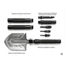 Pala Táctica Plegable Multifuncional con Cuchillo Silbato Desarmador Punta de alto impacto Supervivencia PJ-769
