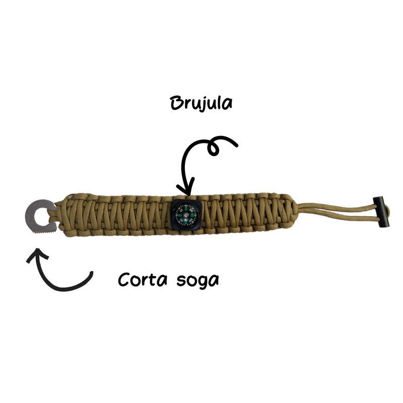 Pulsera supervivencia: Brujula, corta soga, cuerda paracord MARCA: EASTWEST SN176