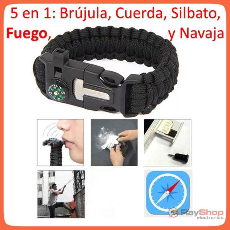 Pulsera Cuerda Paracord, Pedernal, Navaja, Brujula MARCA: EASTWEST SN180