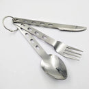 3 en 1 : Set de Cubiertos Portátiles Acero Inoxidable Mosquetón SN219