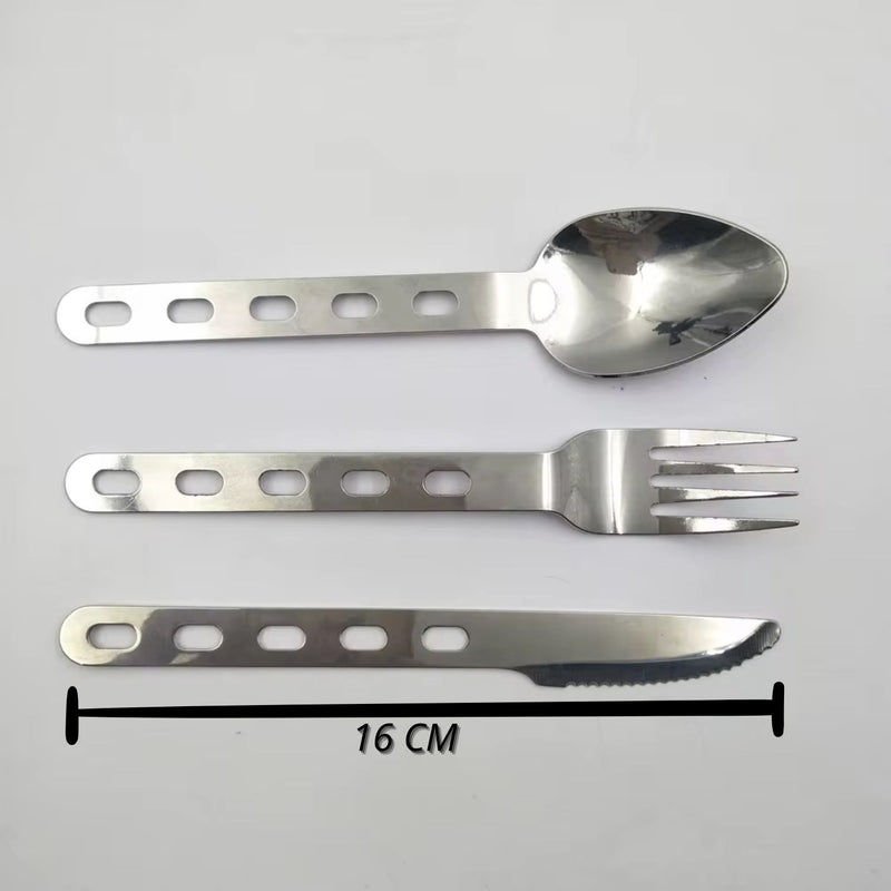 3 en 1 : Set de Cubiertos Portátiles Acero Inoxidable Mosquetón SN219
