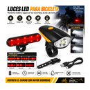 KIT luces LED Bocina potente Luz blanca 3 modos, roja 7 modos Bicicleta,patin T7588-5