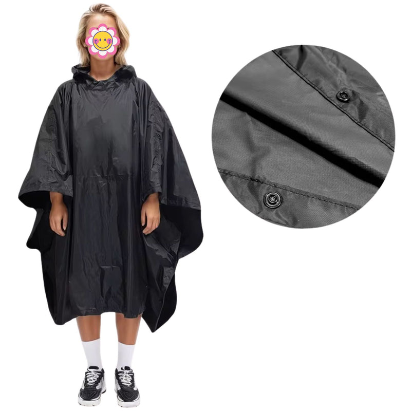 Poncho Impermeable Reflejantes Capucha Bolso Botones YUJ040