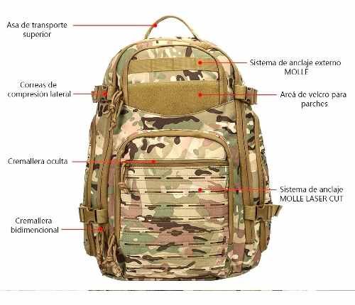 Mochila Táctica Militar Alta Resistencia Laptop Escolar 45 Litros GJP Wz917