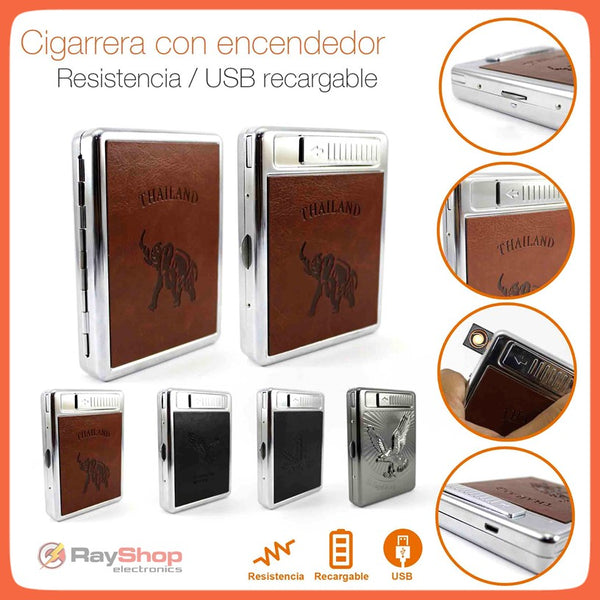 Cigarrera Encendedor Recargable Usb Porta Cigarros Capacidad: 20 Cigarros Dt376