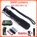 Mini Lámpara Táctica 3000 Lms Cree Led U2, Recargable Dt28