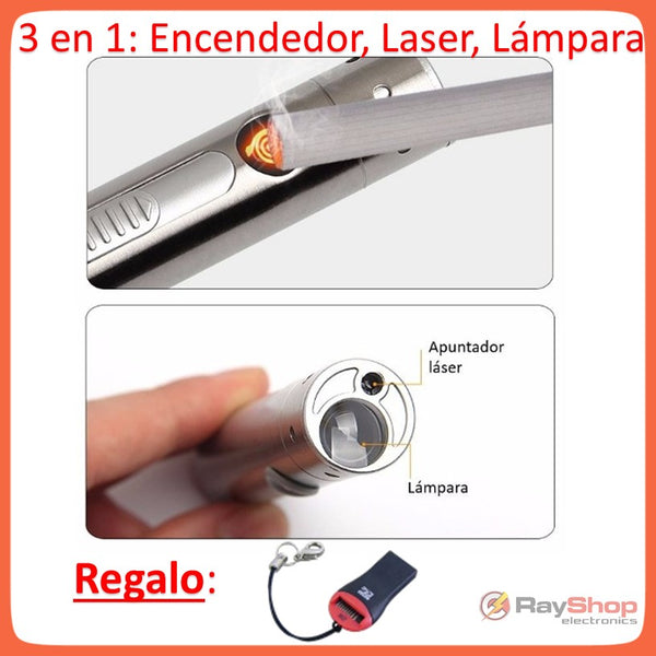3 En 1 Encendedor Electronico + Laser + Lámpara DT147