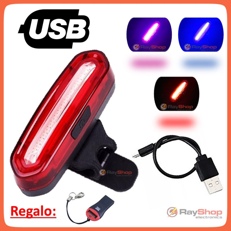 Luz Trasera 3 Colores Vs Agua Usb Bicicleta Lámpara T096