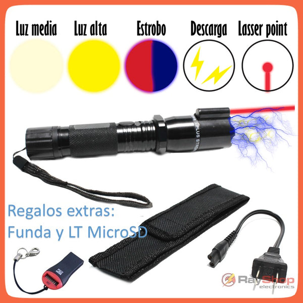 Lámpara Táctica Con Descarga Electroshock Toques Taser Laser St59