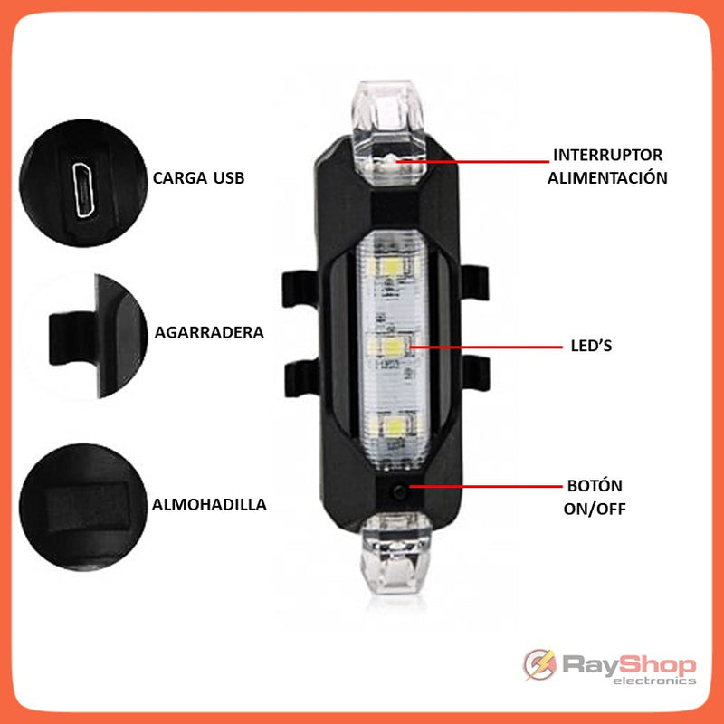 Luz Multicolor Trasera Bicicleta Contra Agua Ultra Brillo 12 Horas T918AG