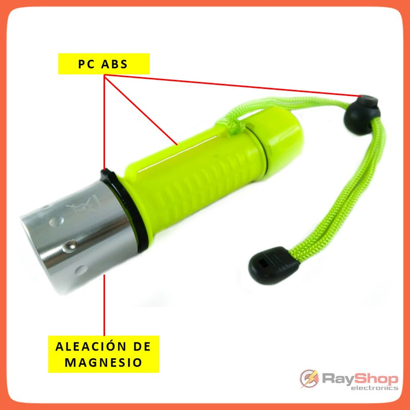 Lámpara Acuática Sumergible 3000 Lms Recargable Buceo Dt266