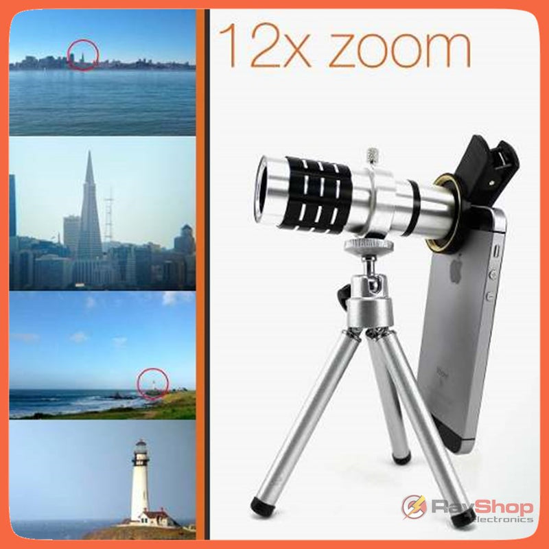 Telescopio Lente Zoom 12x Celular Con Clip + Monocular 12x18