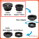 Kit Lentes 3 En 1 Fish Eye Wide Macro C/clip Universal Fd001